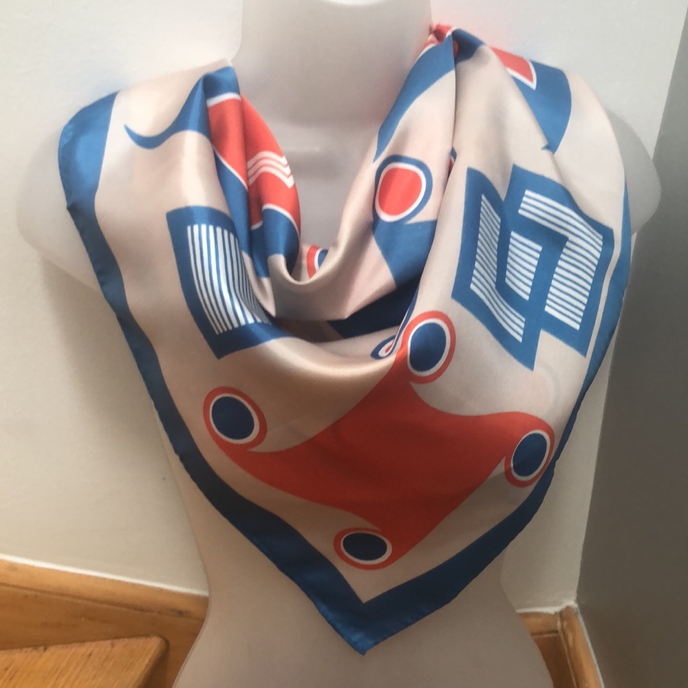 Designer Rain Scarf Water Repellent by Simone. Abstract Geo Pattern